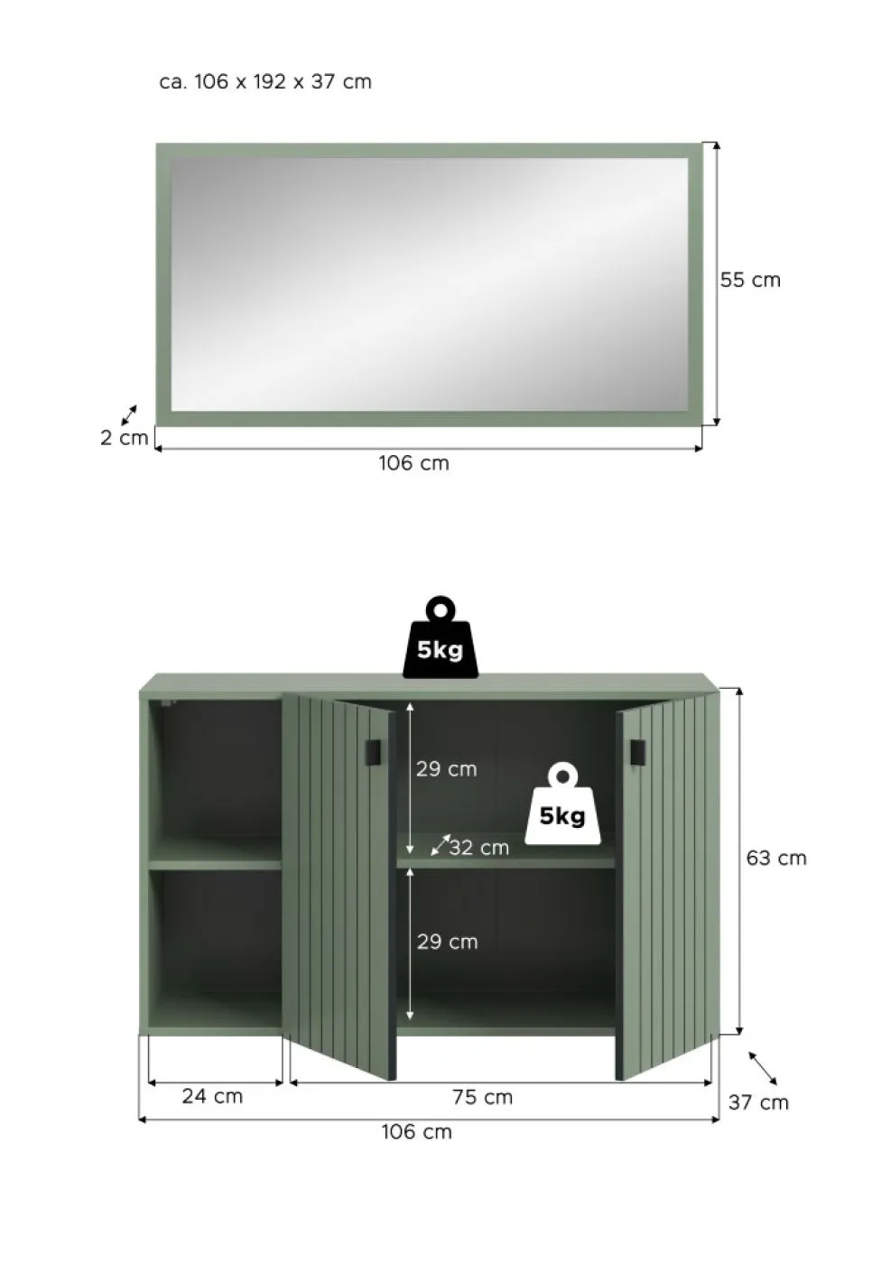 Garderoben-Set Station 4 | Smoke Green | 2-teilig