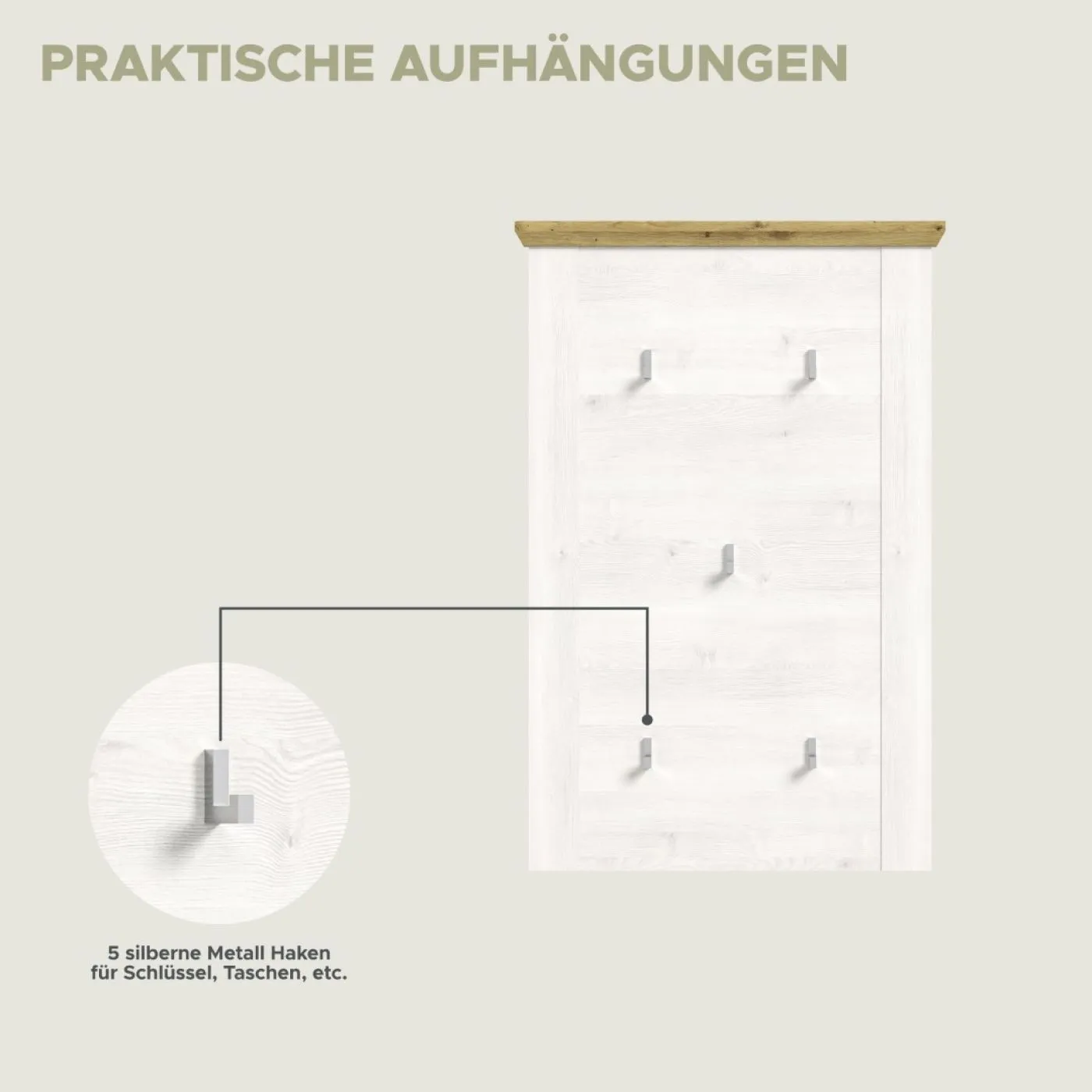 Garderoben-Set Verona | Lärche Sibiu / Eiche | 4-teilig ohne Sitzkissen