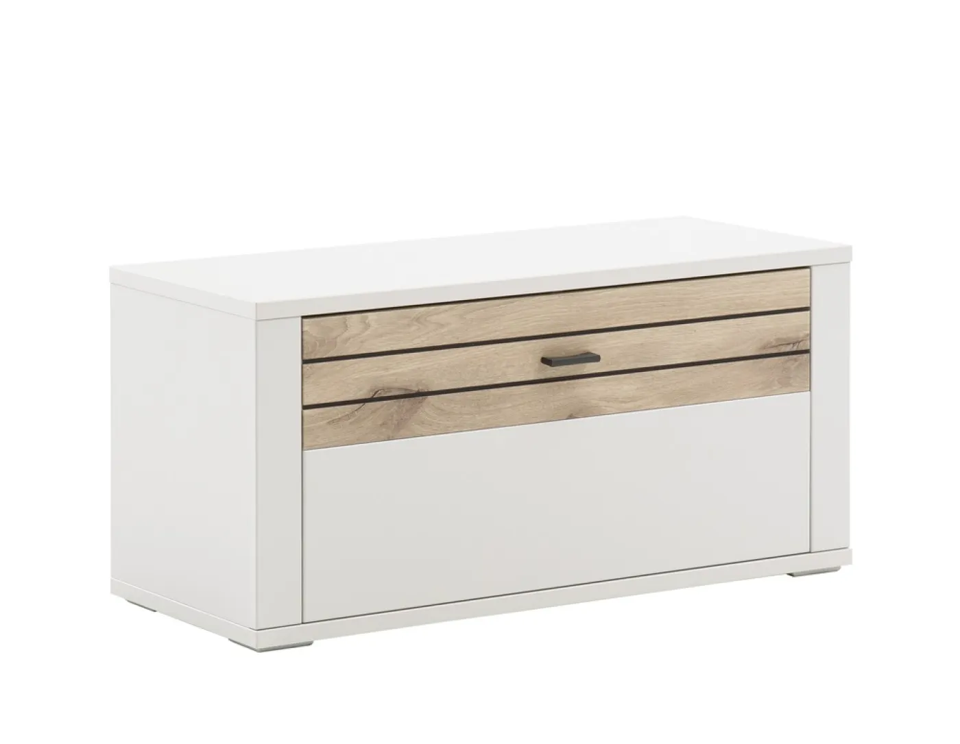 Garderobenbank Mantena | Modern white / Viking Oak mit Sitzkissen