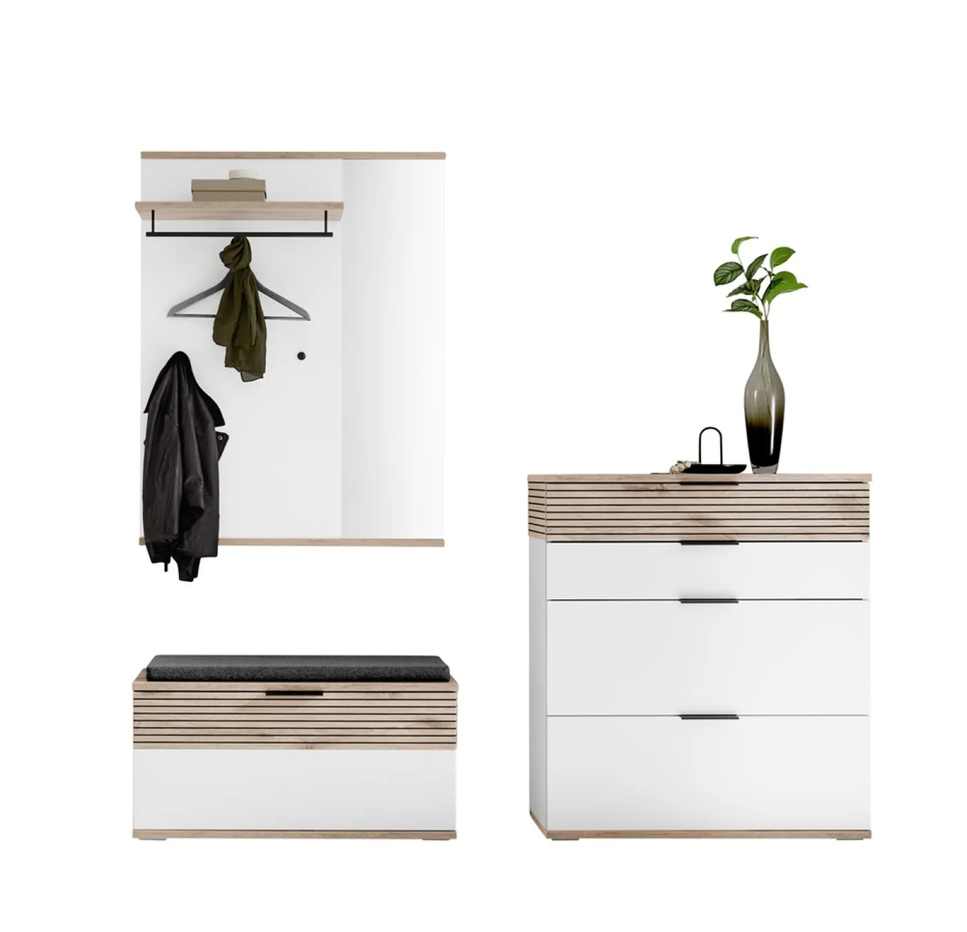 Garderobenbank Montello | Soft white / Viking Oak