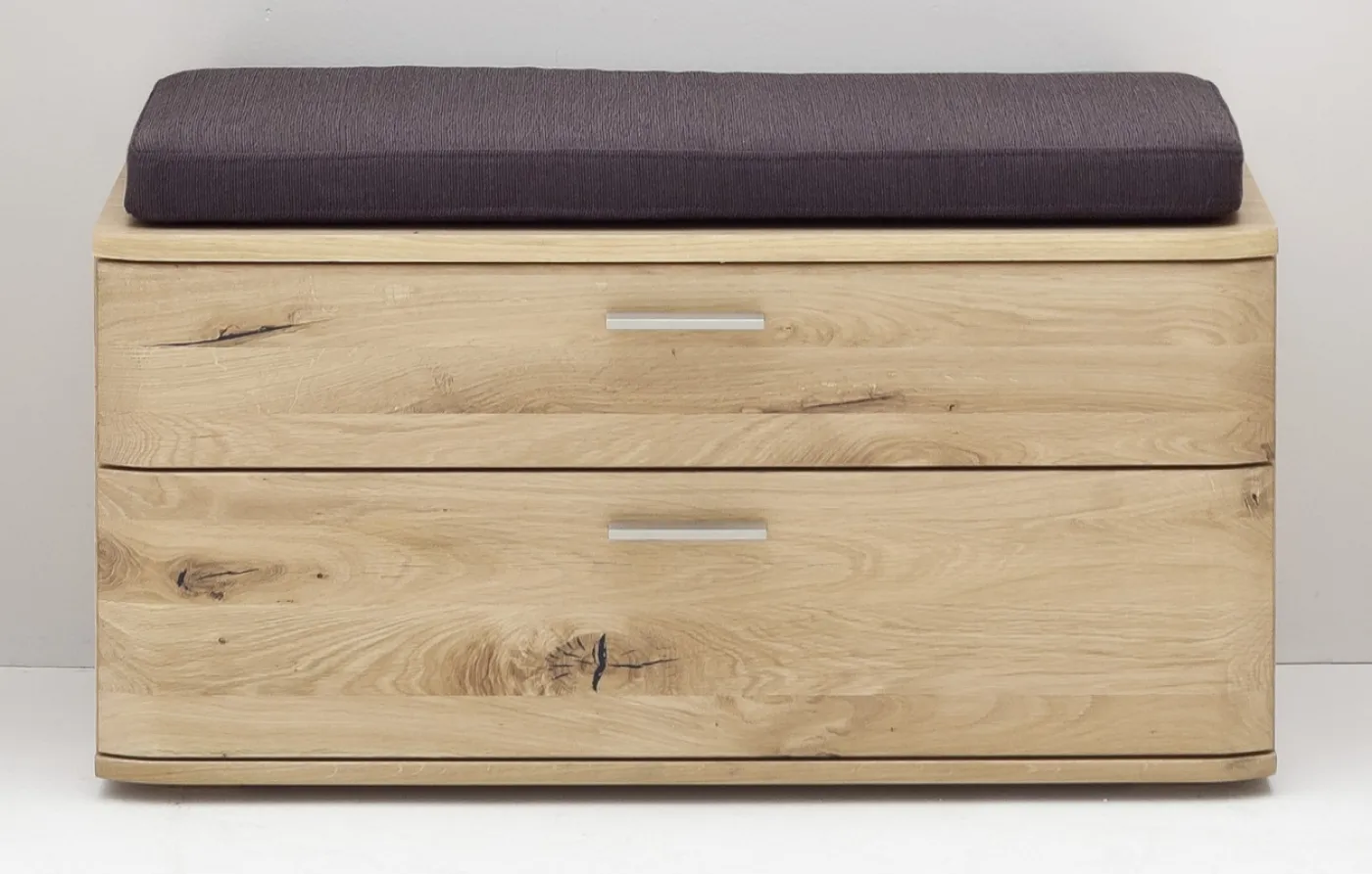 Garderobenbank Nilo | Balkeneiche Bianco mit Sitzkissen