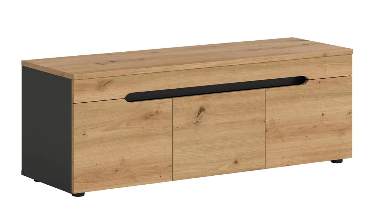 Garderobenbank Sitzbank Canu 1 | Basalt grau /Artisan Eiche mit Kissen