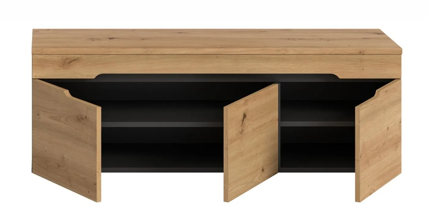 Garderobenbank Sitzbank Canu 1 | Basalt grau /Artisan Eiche mit Kissen