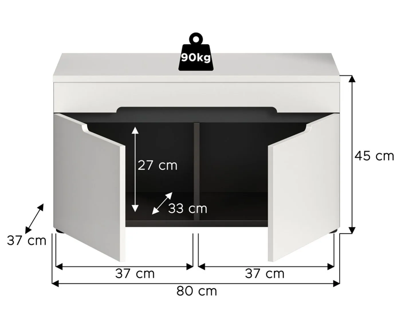 Garderobenbank Sitzbank Canu | Basalt grau / Weiß ohne