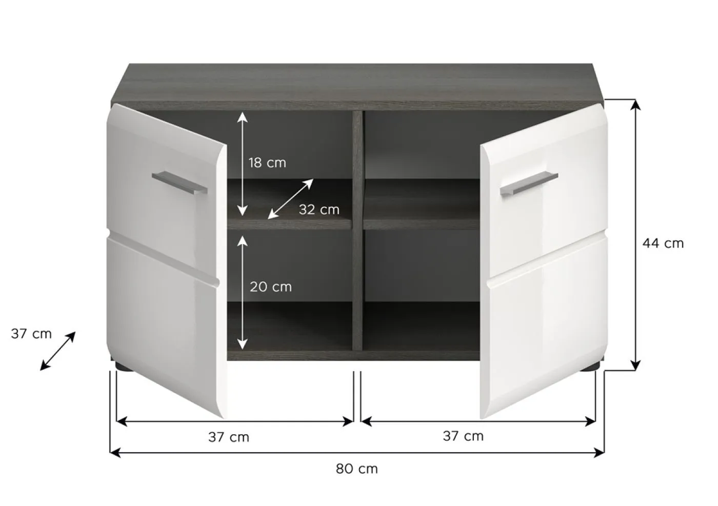 Garderobenbank Sitzbank Salsa | weiß Hochglanz / rauchsilber