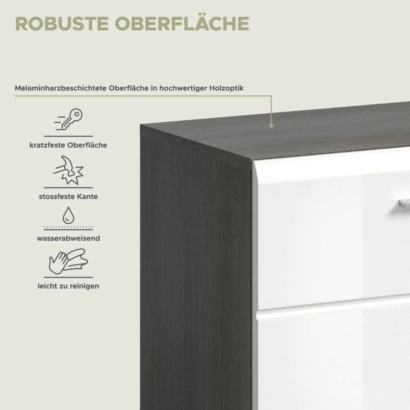 Garderobenbank Sitzbank Salsa, weiß Hochglanz, rauchsilber, 2 Türen, 2 Schubkästen, Kufen – Ansicht 7