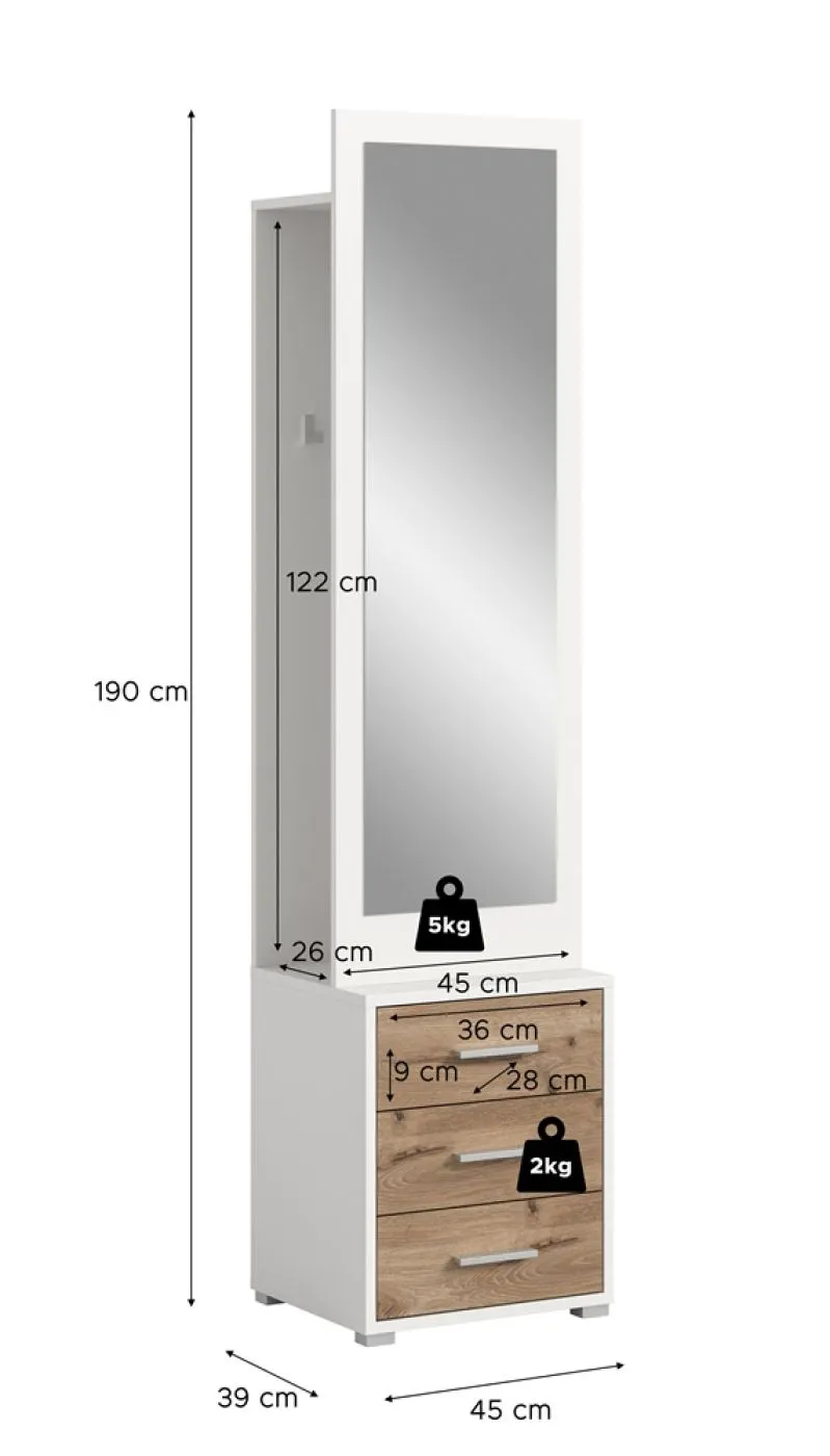 Garderobenkombination Kompaktgarderobe Polo | weiß / Nox Oak