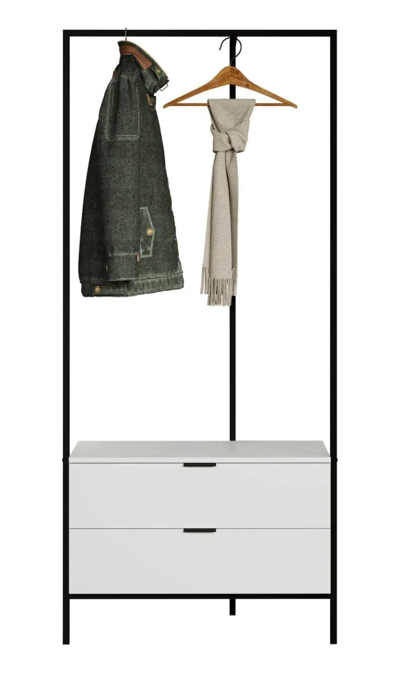 Garderobenmöbel Kommode Jody | weiß / schwarz