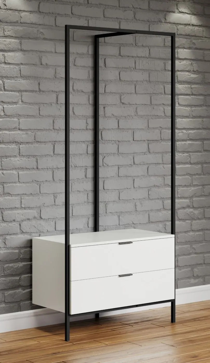 Garderobenmöbel Kommode Jody | weiß / schwarz