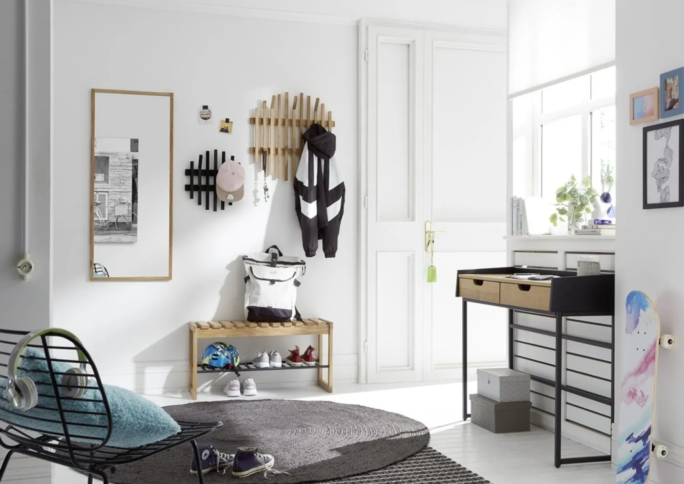 Garderobenpaneel Bantry 1 | Eiche massiv schwarz | 38x40x11 cm