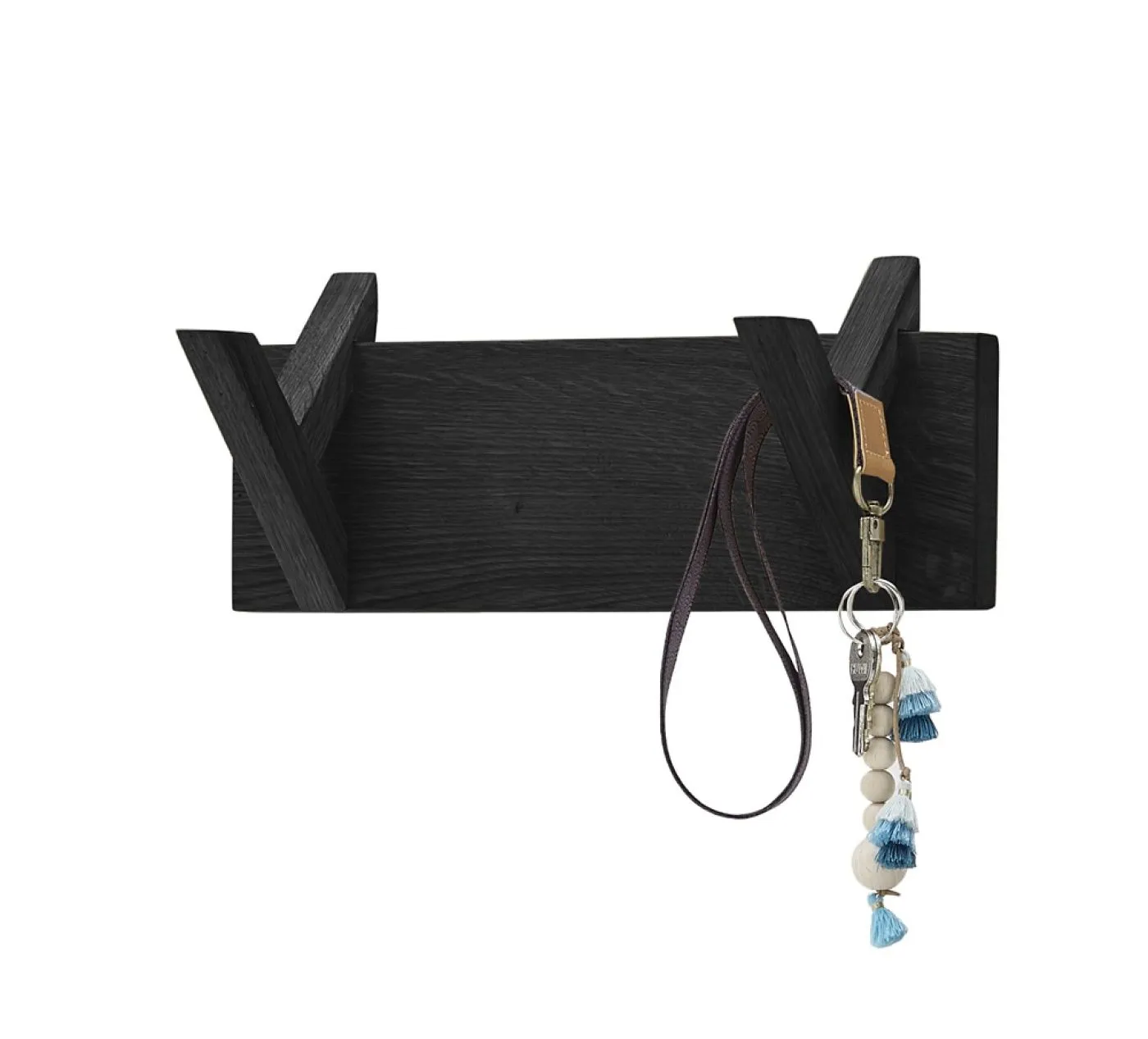 Garderobenpaneel Bantry 2 | Eiche massiv schwarz | 30 x13 x 12 cm