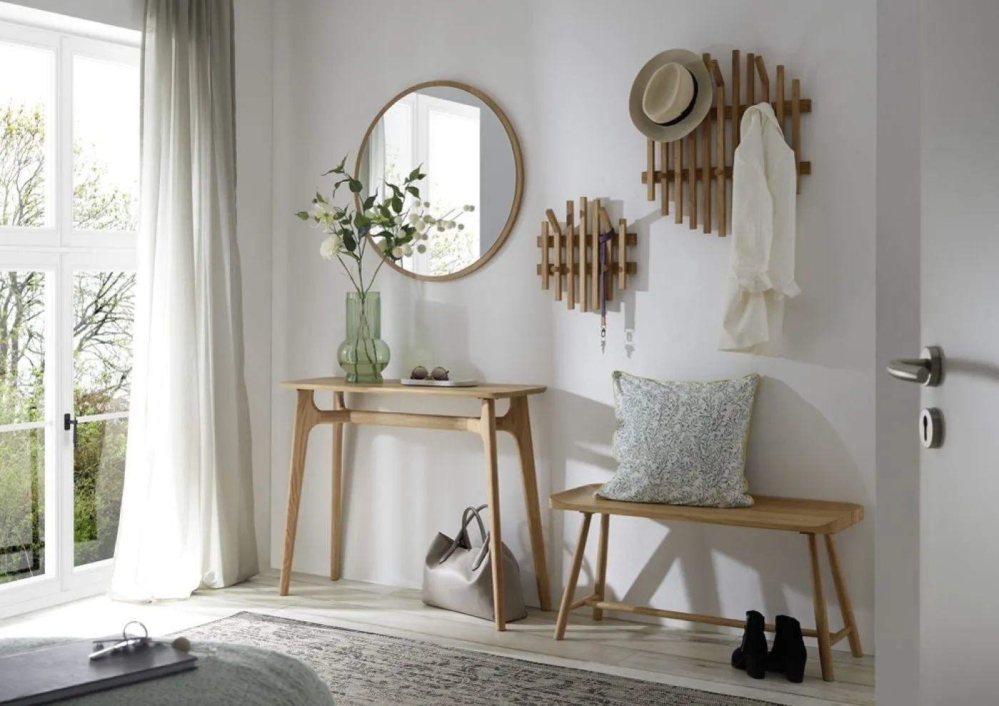 Garderobenpaneel Bantry 4 | Eiche massiv | 58x60x11 cm