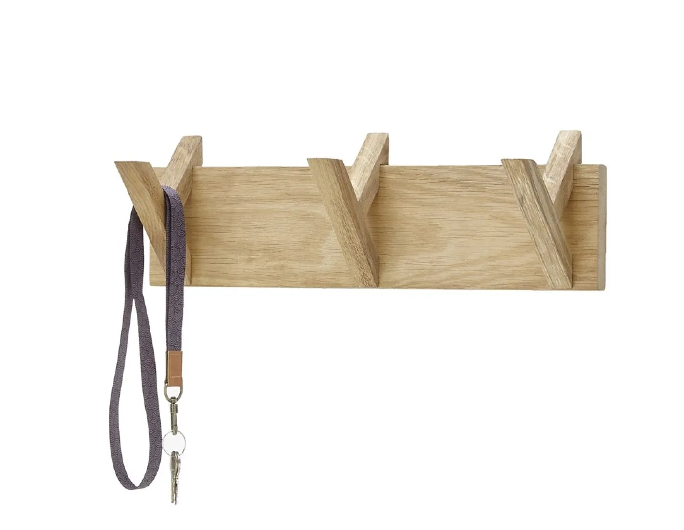 Garderobenpaneel Bantry 5 | Eiche massiv | 40 x 13 x 12 cm