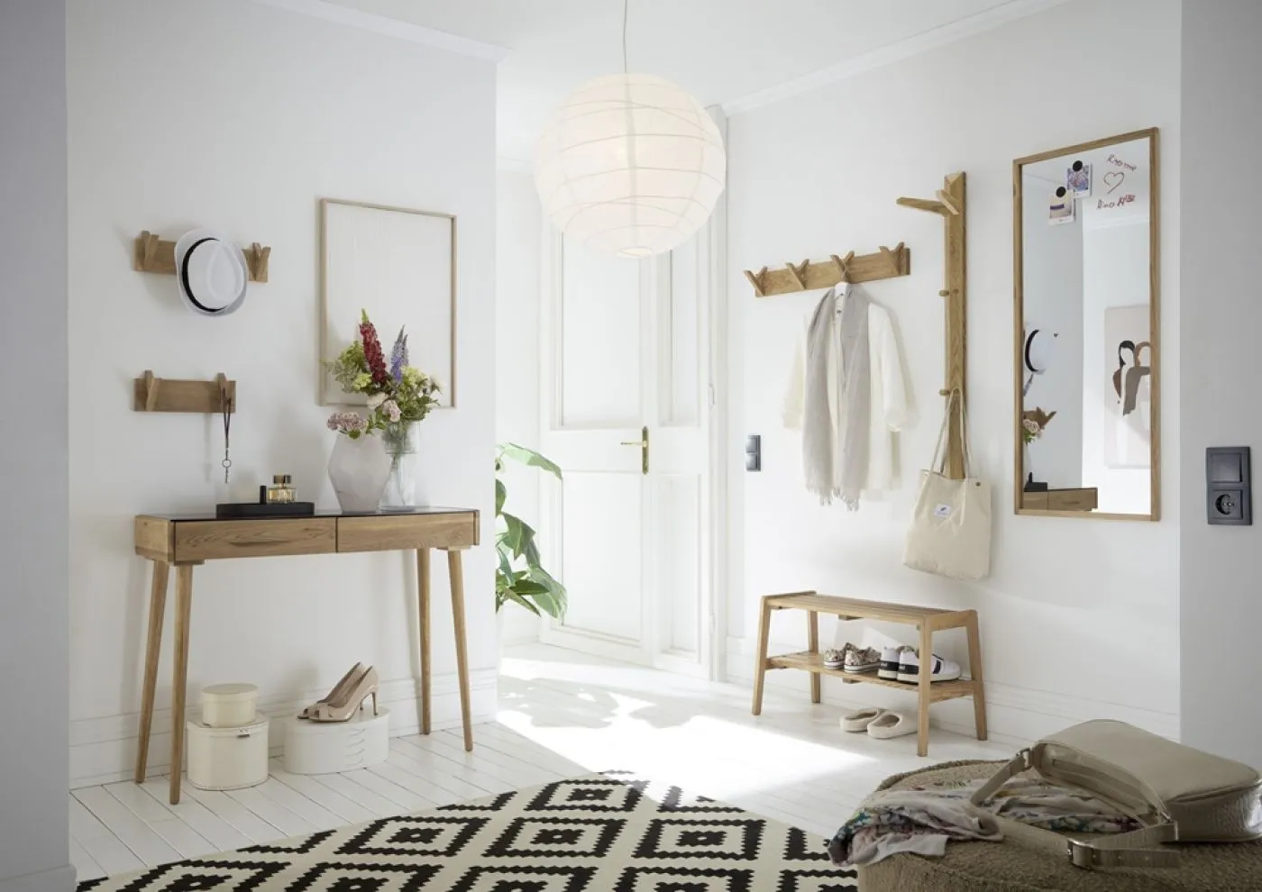 Garderobenpaneel Bantry 5 | Eiche massiv | 80 x 13 x 12 cm