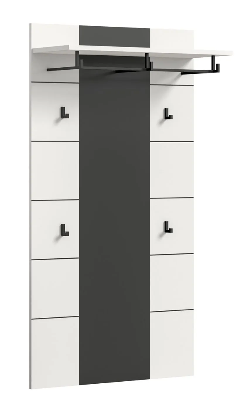 Garderobenpaneel Canu 2 | Weiß / Basalt grau