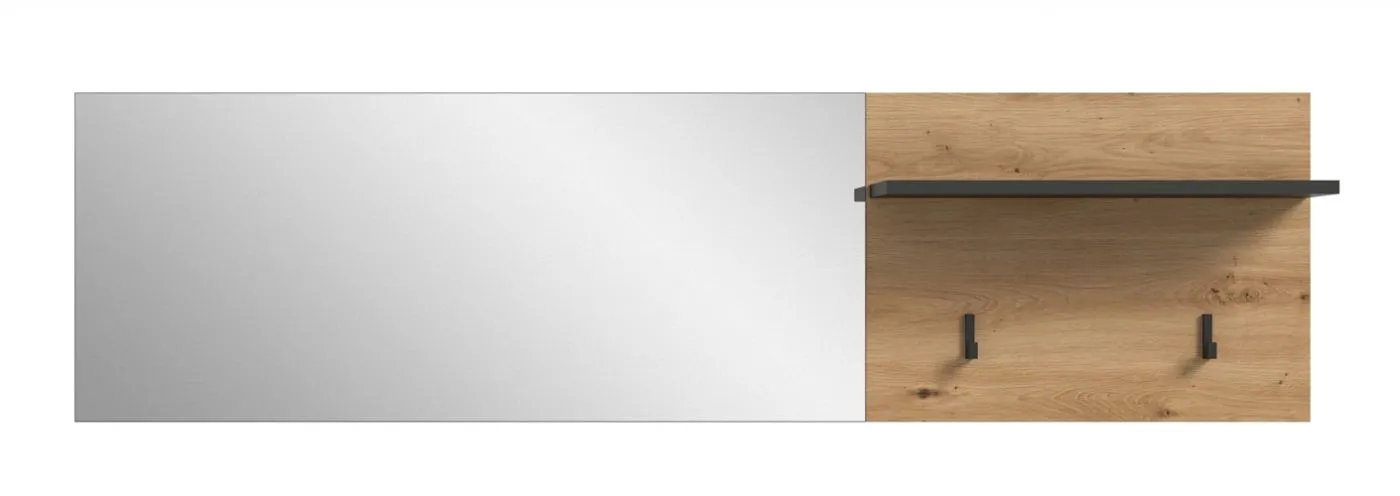 Garderobenpaneel Canu mit Spiegel | Artisan / Basalt grau