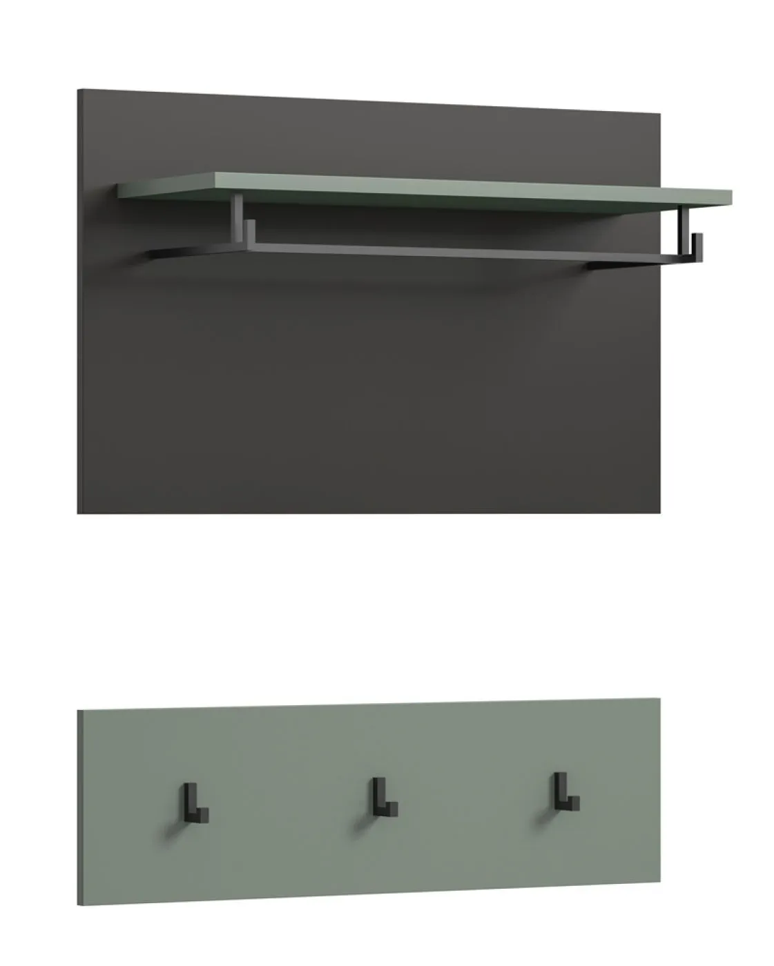 Garderobenpaneel Canu | Smoke Green / Basalt grau