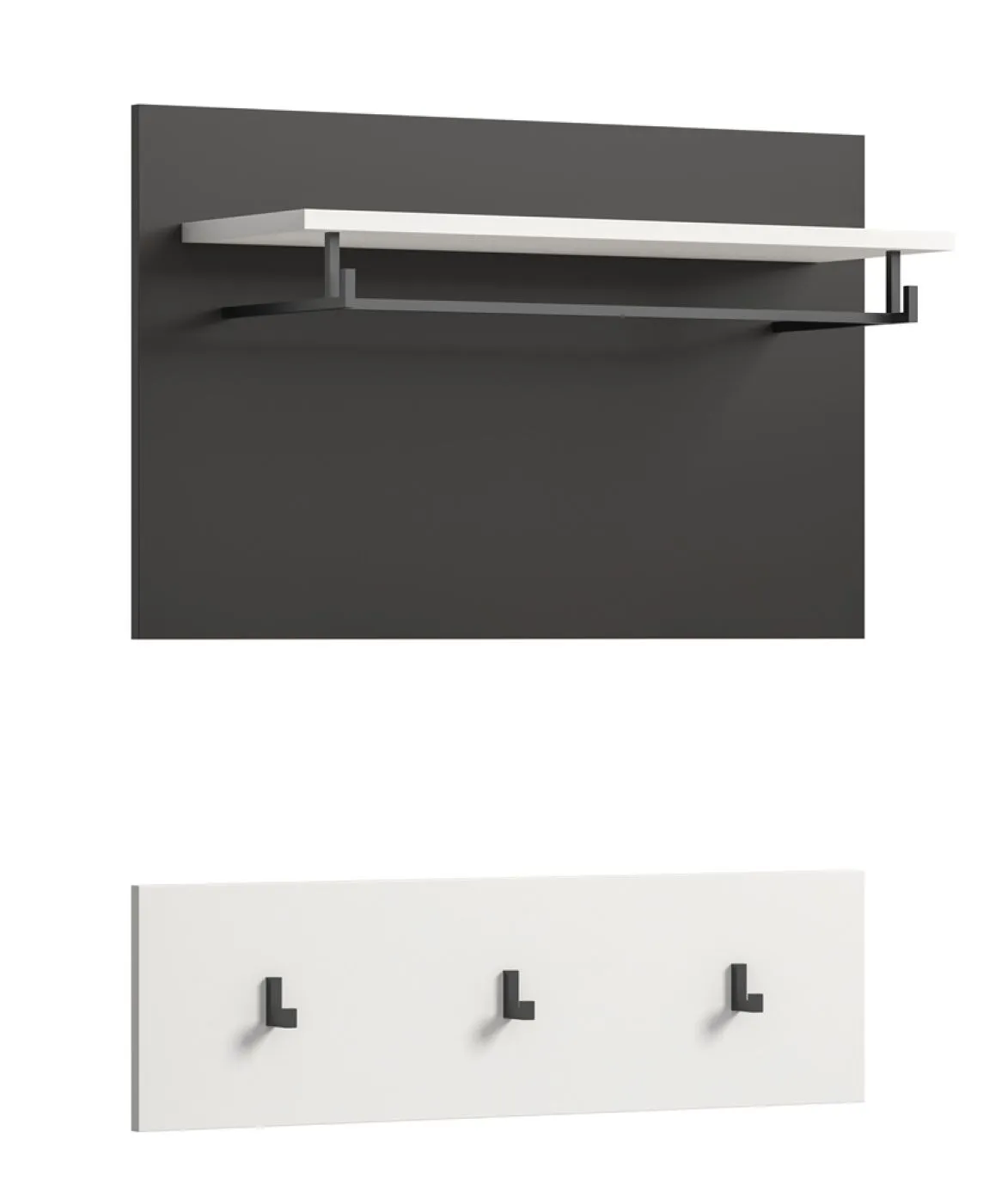 Garderobenpaneel Canu | Weiß / Basalt grau