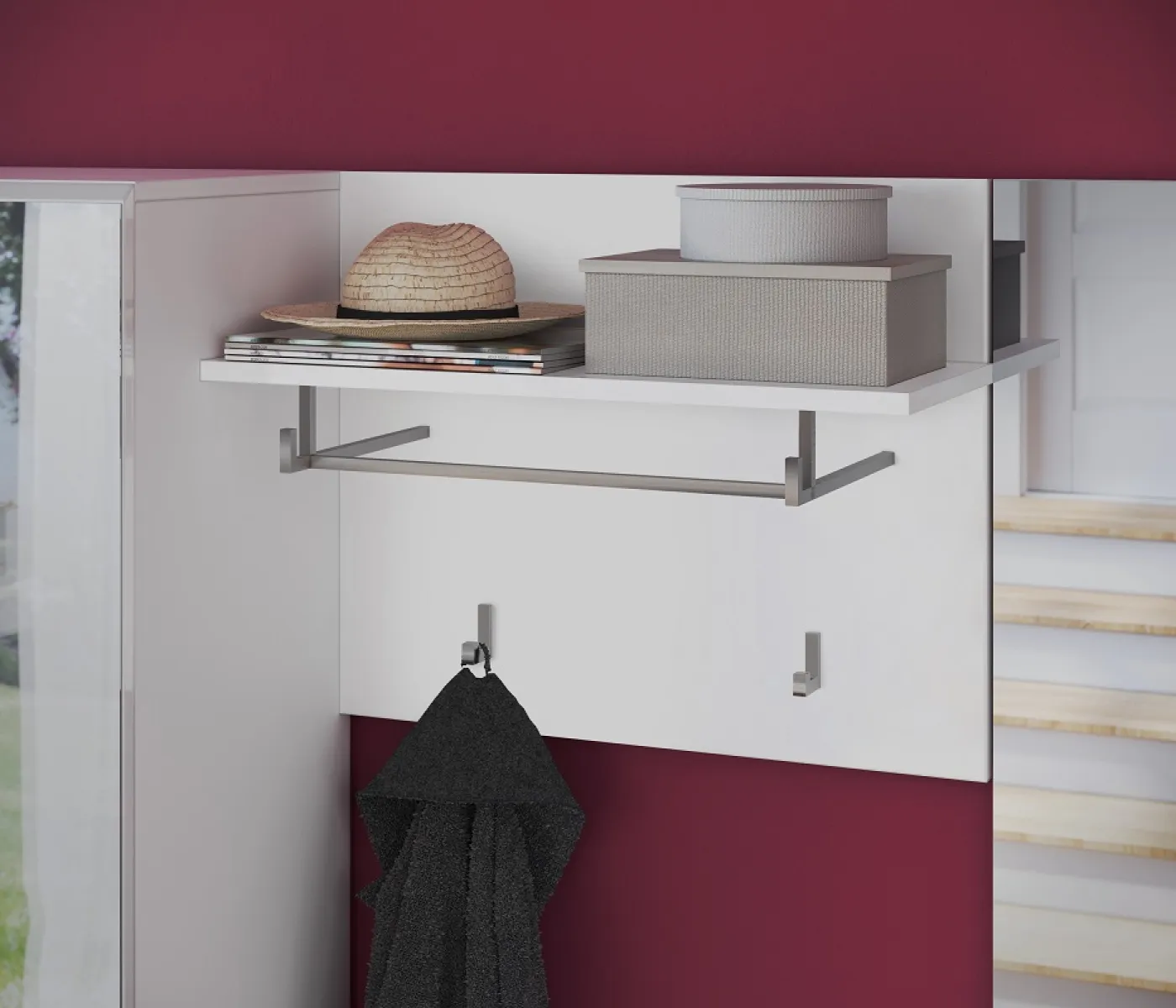 Garderobenpaneel Linus | weiß Hochglanz