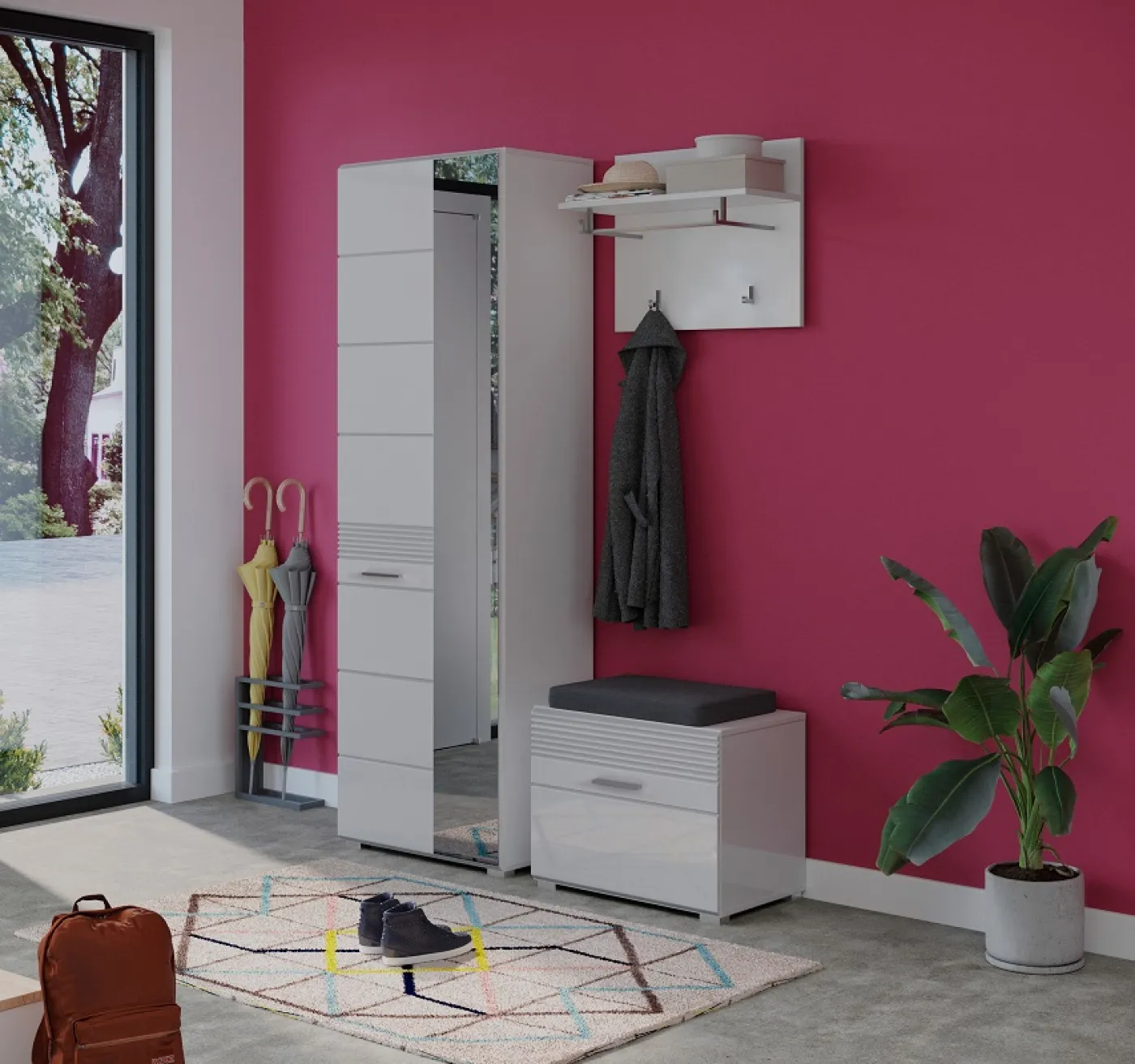 Garderobenpaneel Linus | weiß Hochglanz