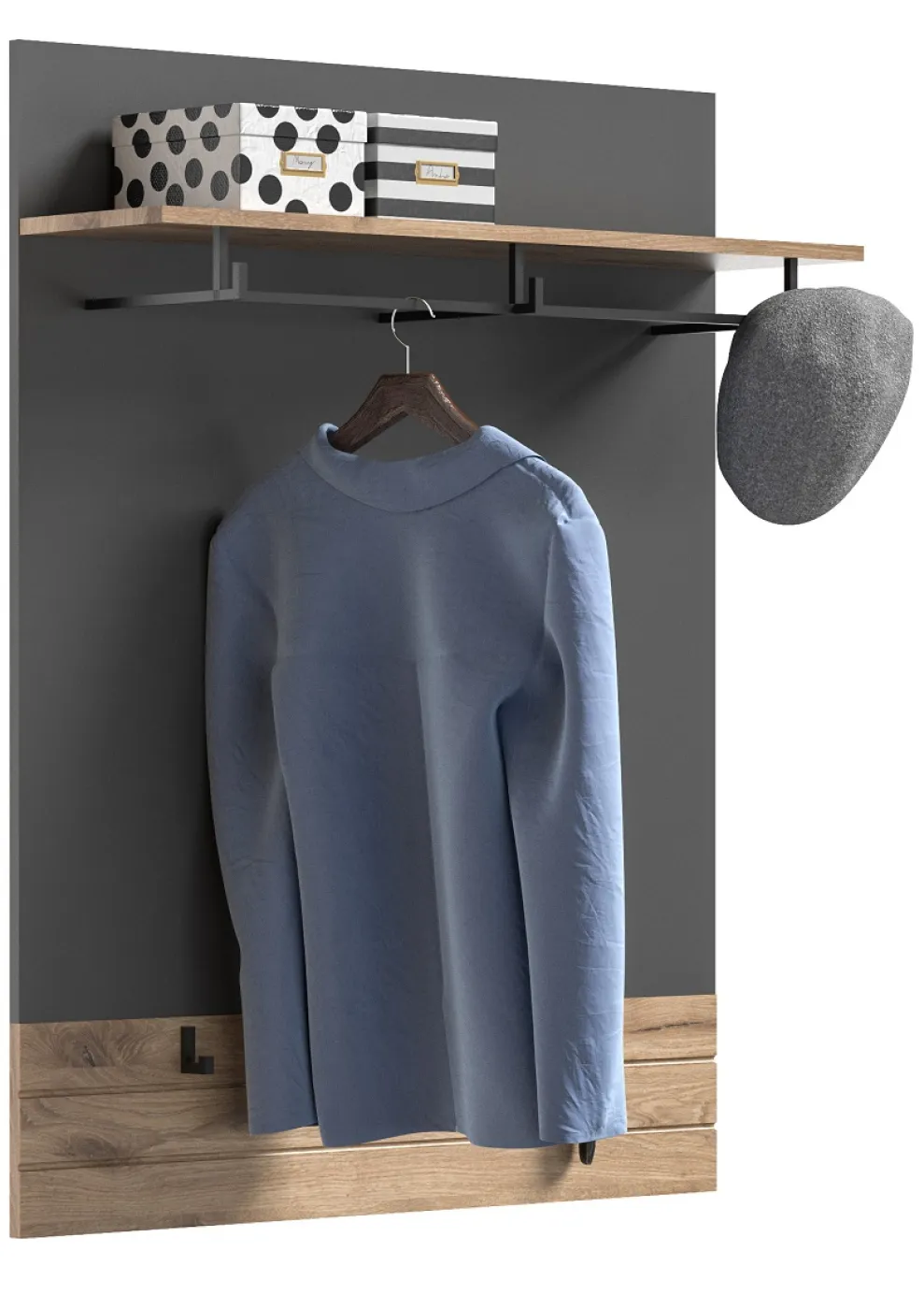 Garderobenpaneel Mason | Nox Oak / Basalt Grau