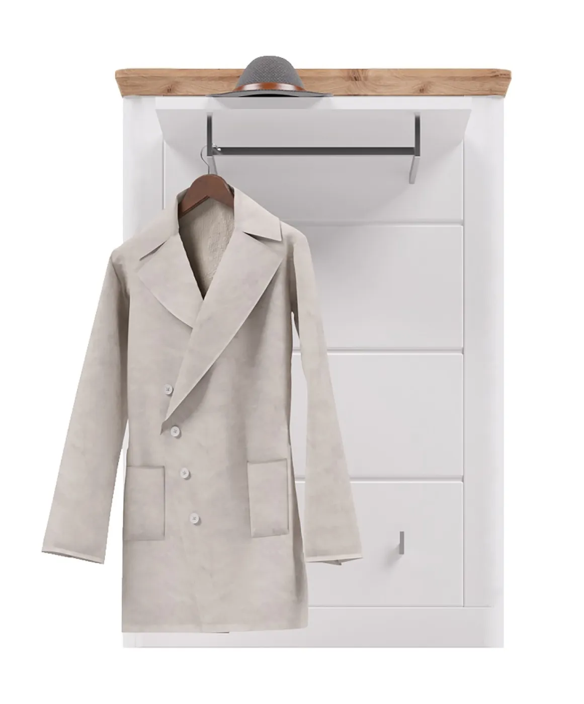 Garderobenpaneel Michigan | weiß / Viking Oak