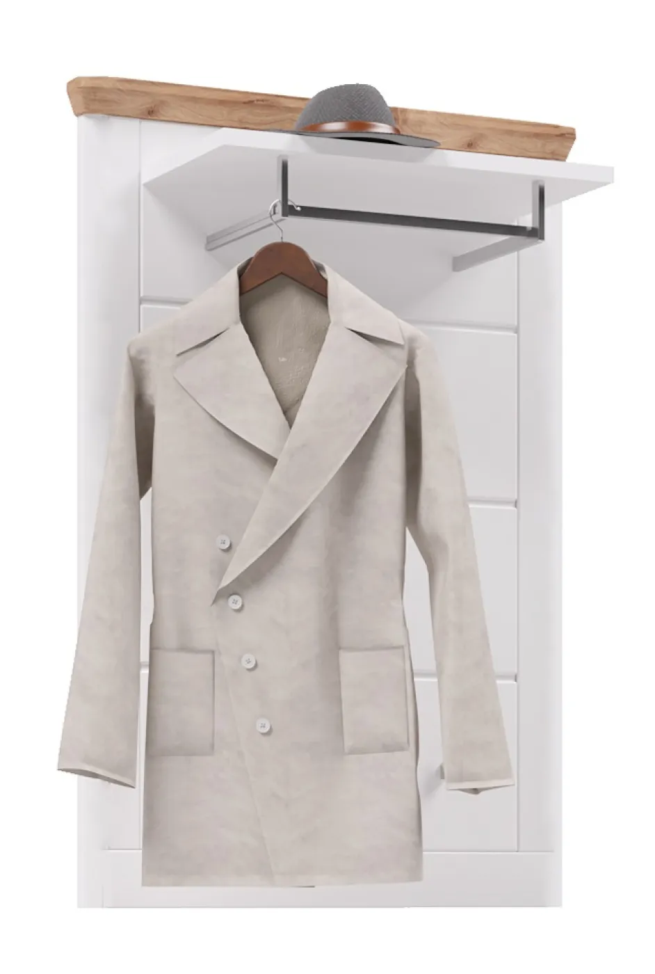 Garderobenpaneel Michigan | weiß / Viking Oak