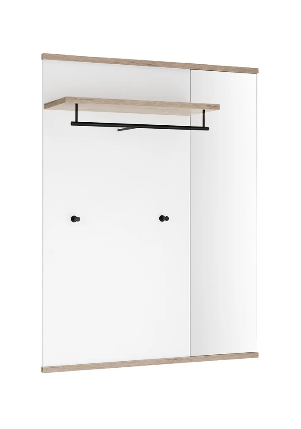 Garderobenpaneel Montello mit Spiegel | Soft White / Viking Oak