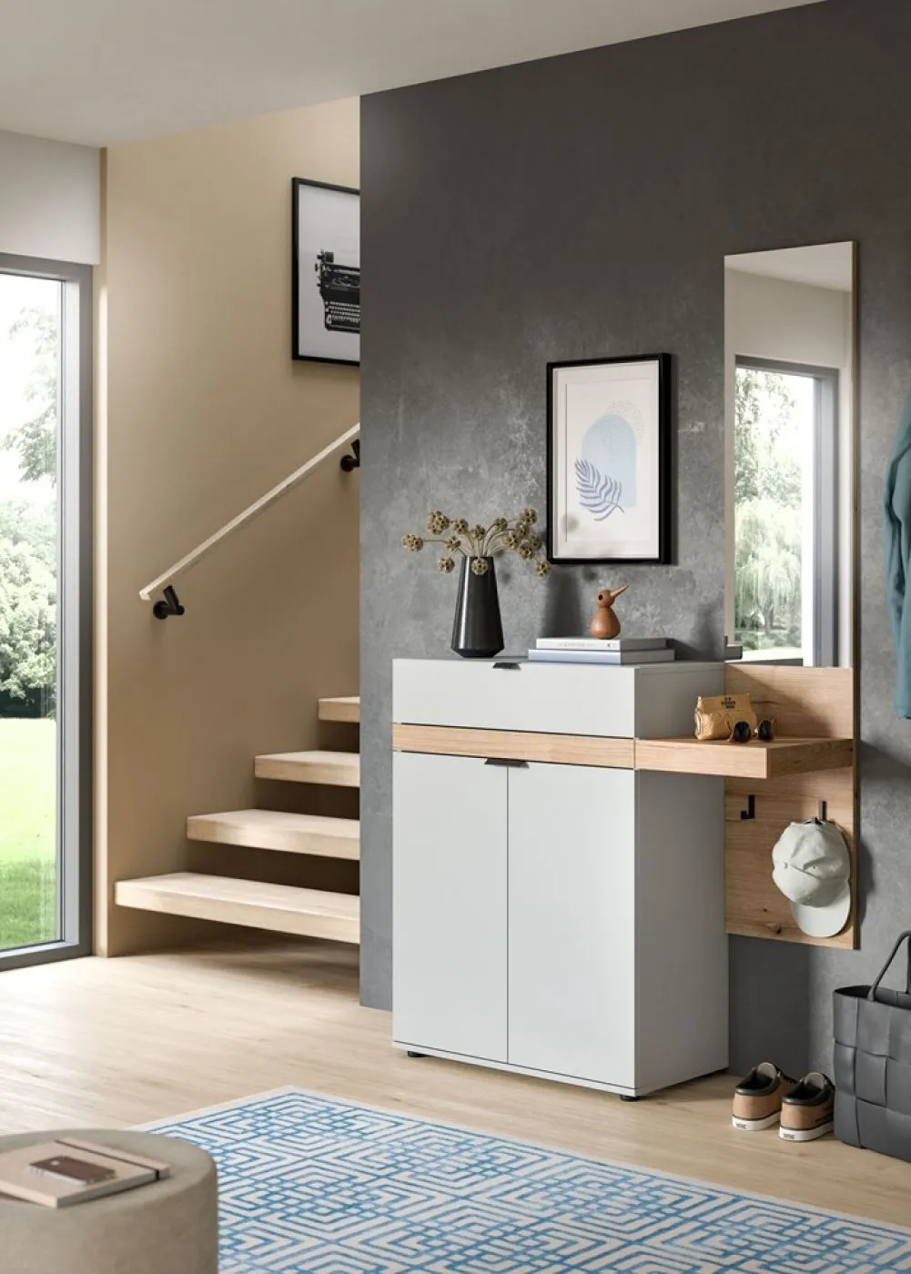 Garderobenpaneel Spiegelpaneel Naro | Evoke Oak