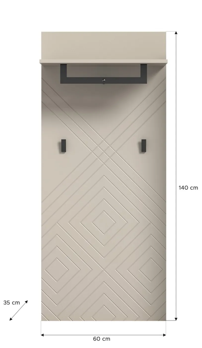 Garderobenpaneel | Wandgarderobe Notes | beige matt/sandfarben