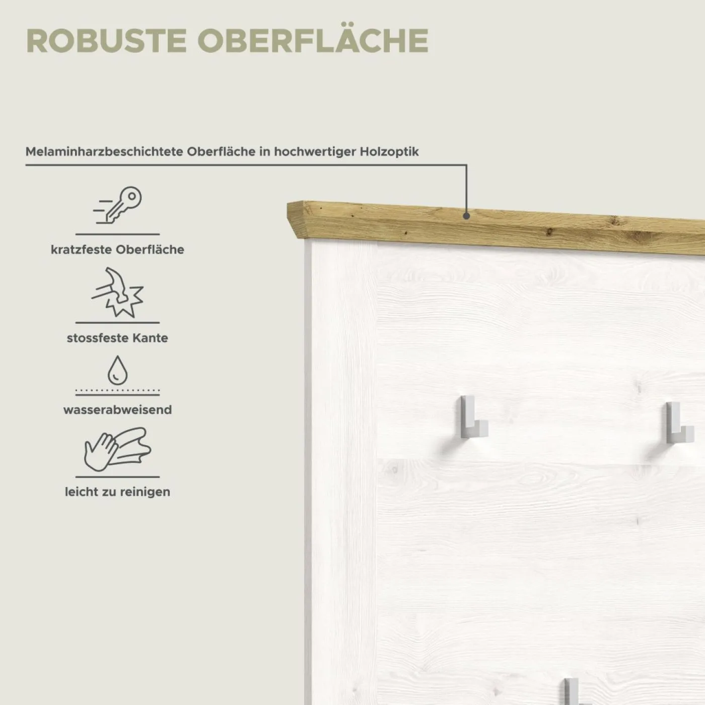 Garderobenpaneel Wandgarderobe Verona | Lärche Sibiu / Eiche
