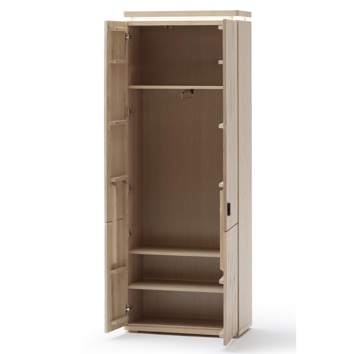 Garderobenschrank Barcelona | Balkeneiche Bianco / Eiche Bianco | inkl. LED Beleuchtung