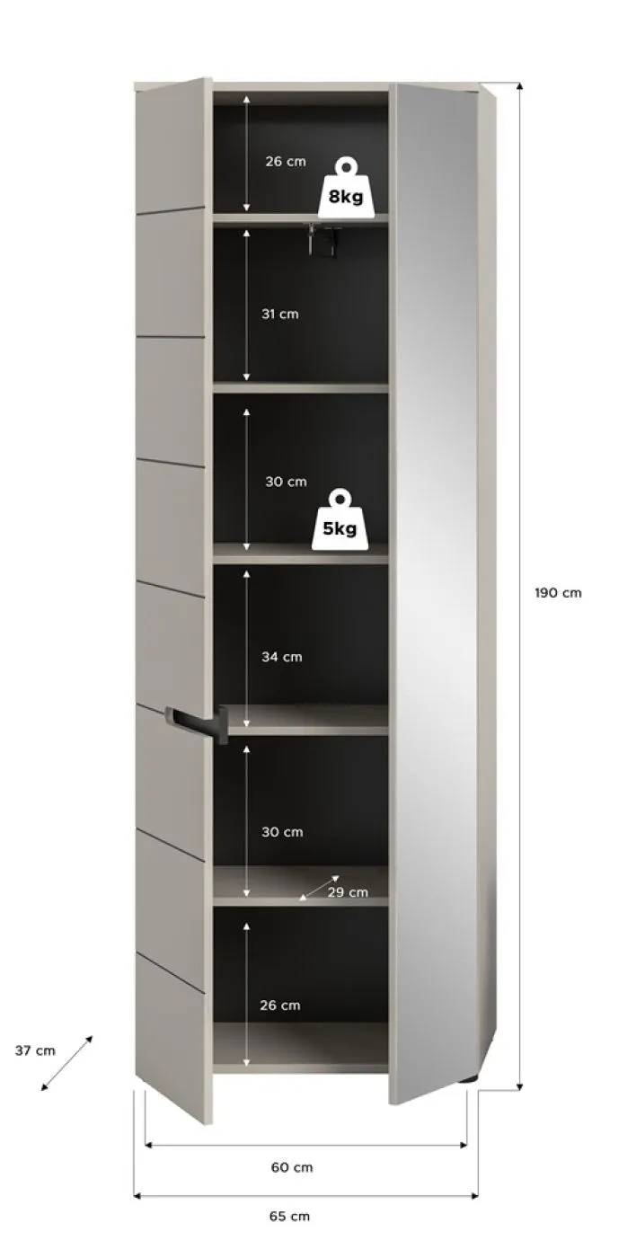 Garderobenschrank Canu | Kaschmir / Basalt grau