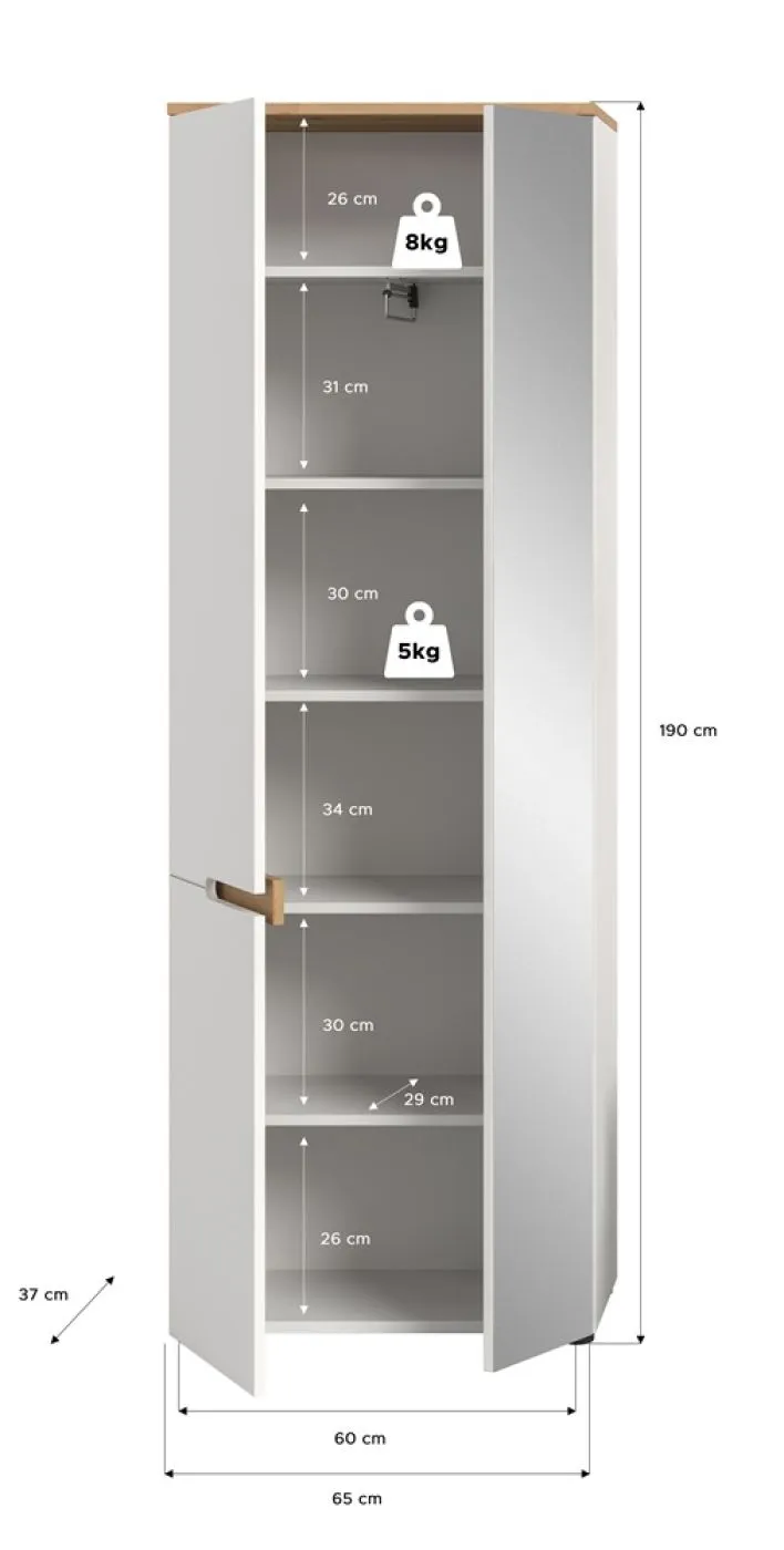 Garderobenschrank Canu | Weiß / Artisan Eiche