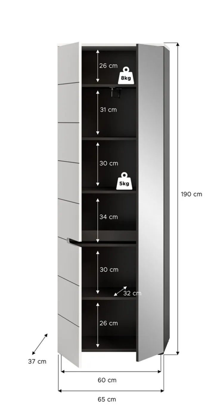 Garderobenschrank Canu | Weiß / Basalt grau