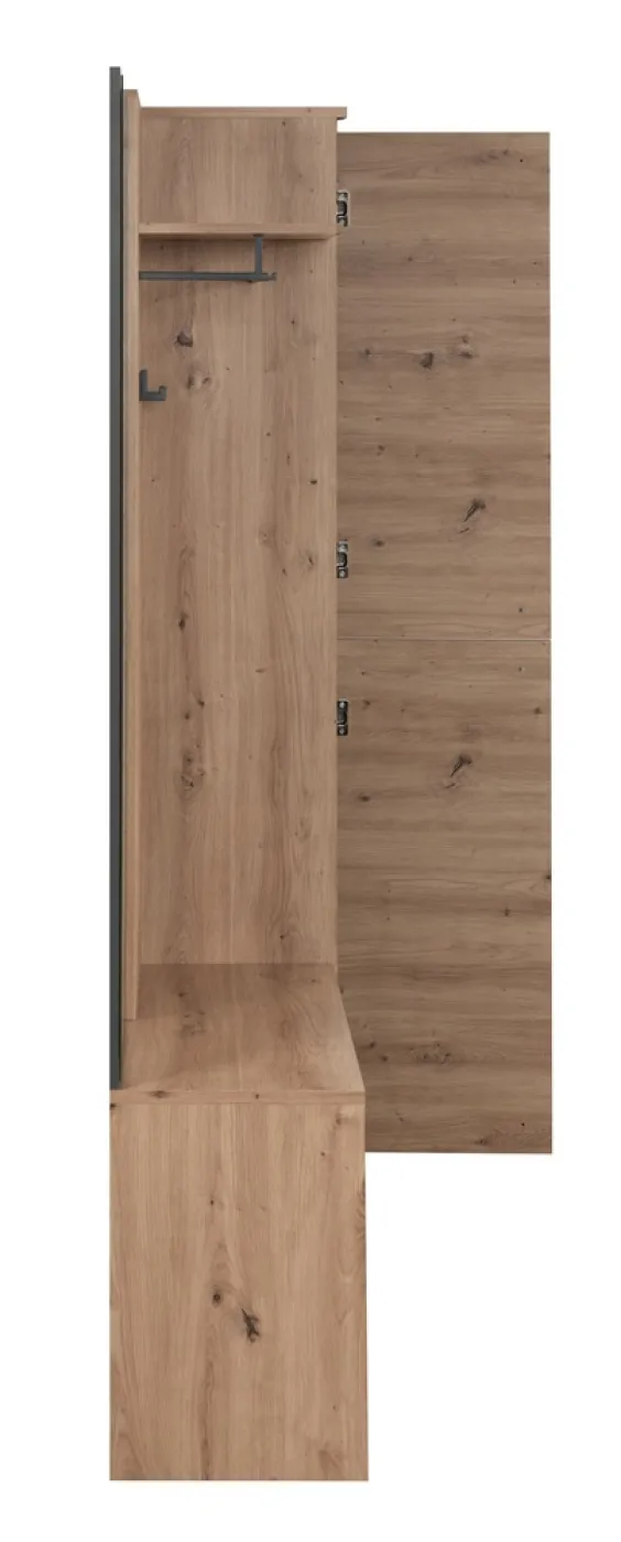 Garderobenschrank Garderobenpaneel mit Sitzbank Medan | Artisan Oak / Anthrazit