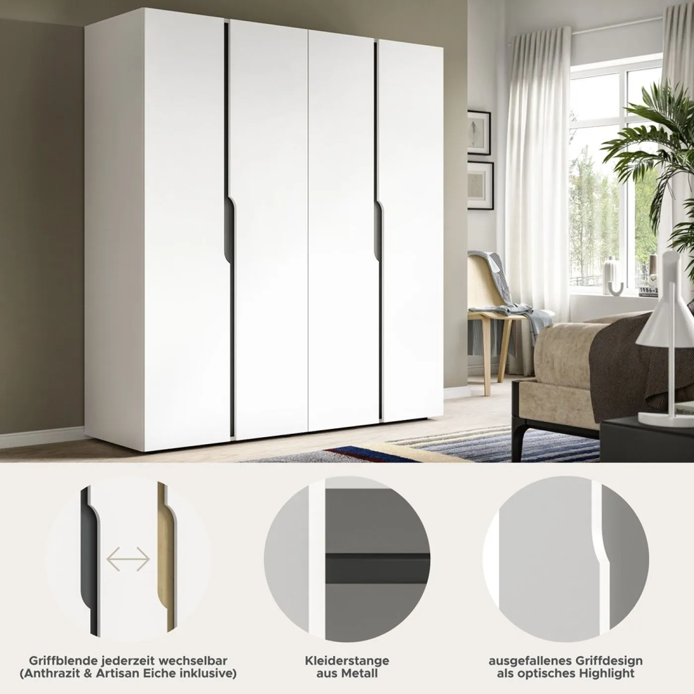 Garderobenschrank Kleiderschrank Anga | 2-teilig | weiß