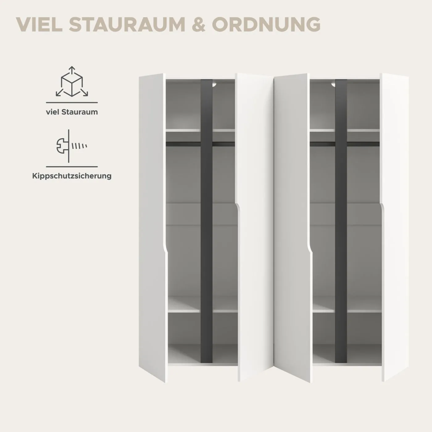 Garderobenschrank Kleiderschrank Anga | 2-teilig | weiß