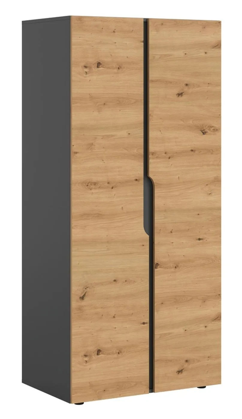 Garderobenschrank Kleiderschrank Anga | 2-türig | Anthrazit / Artisan Eiche