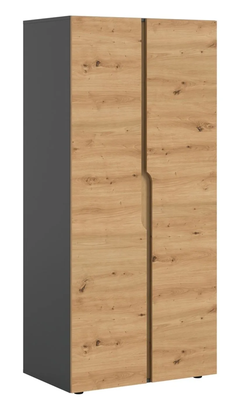 Garderobenschrank Kleiderschrank Anga | 2-türig | Anthrazit / Artisan Eiche