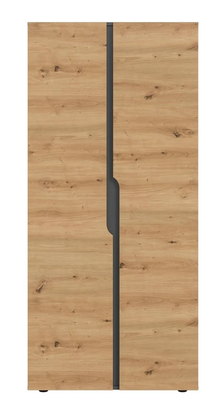 Garderobenschrank Kleiderschrank Anga | 2-türig | Anthrazit / Artisan Eiche