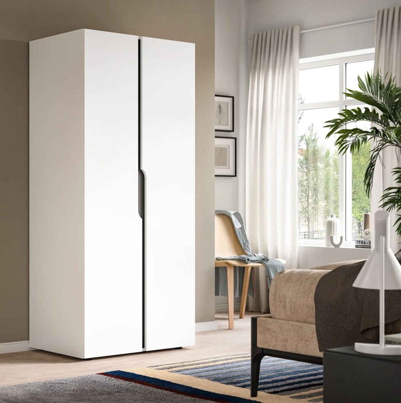 Garderobenschrank Kleiderschrank Anga | 2-türig | weiß