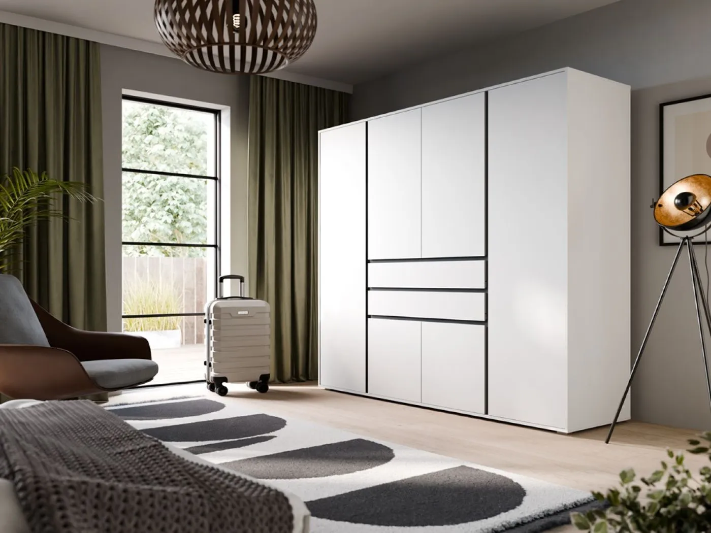 Garderobenschrank Kleiderschrank Falun | 6-türig | weiß