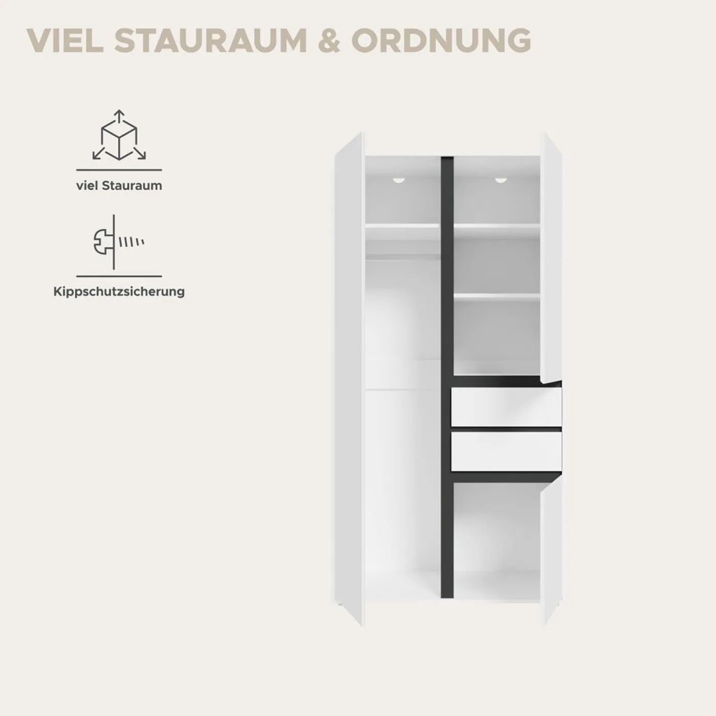 Garderobenschrank Kleiderschrank Falun | weiß