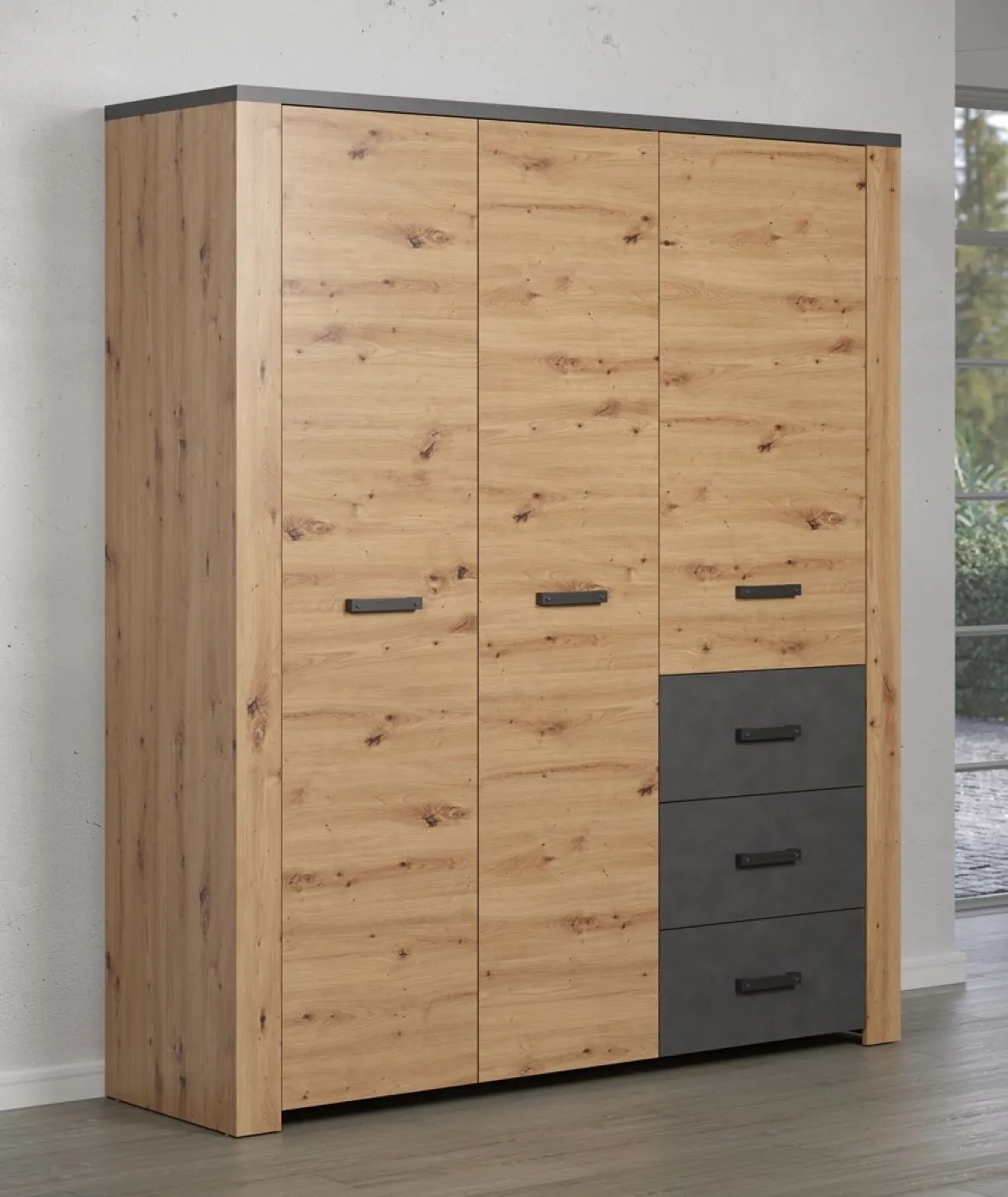 Garderobenschrank Kleiderschrank Follow | Artisan Eiche / Matera grau