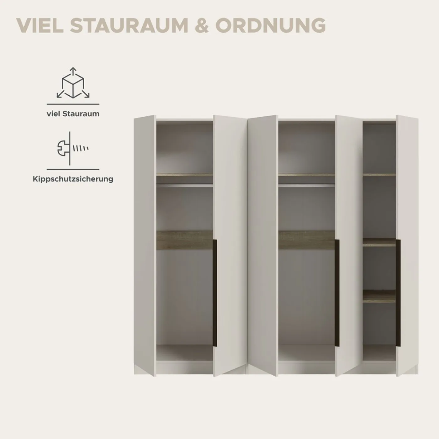 Garderobenschrank Kleiderschrank Kopenhagen | Kaschmir | 2-teilig