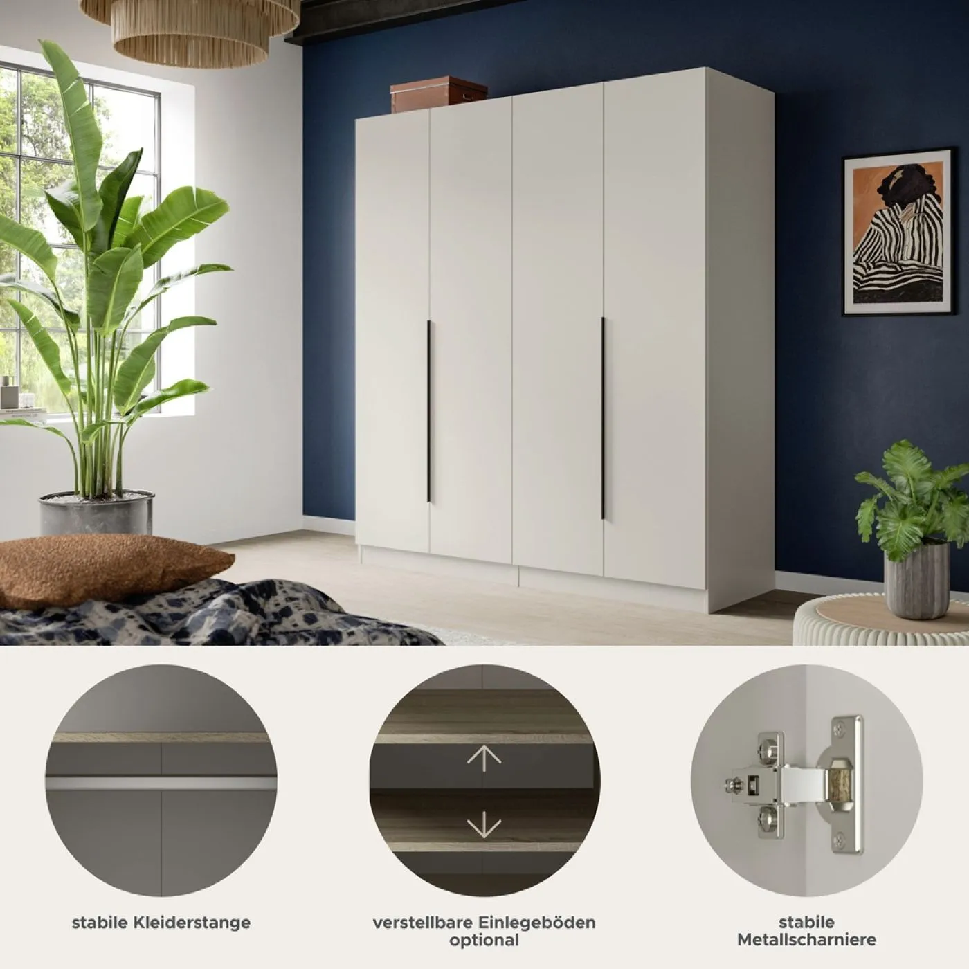 Garderobenschrank Kleiderschrank Set Kopenhagen | Kaschmir