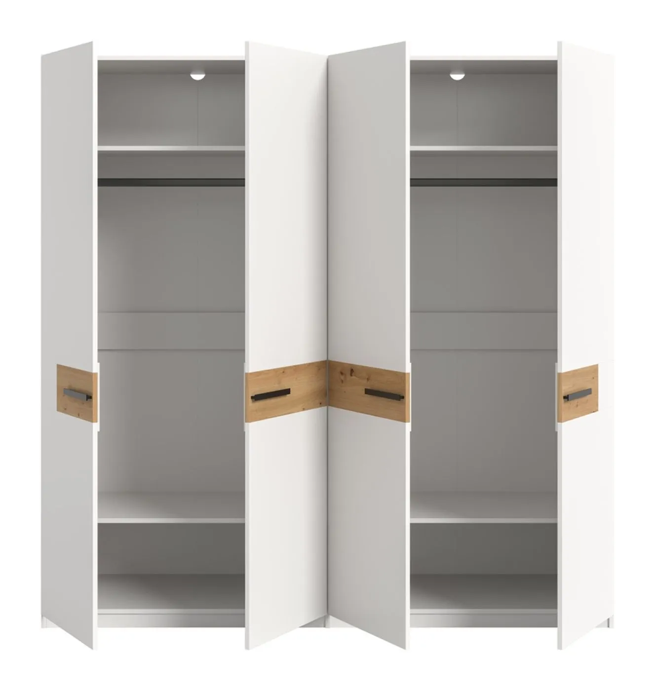 Garderobenschrank Kleiderschrank Stanga | Weiß / Artisan Eiche