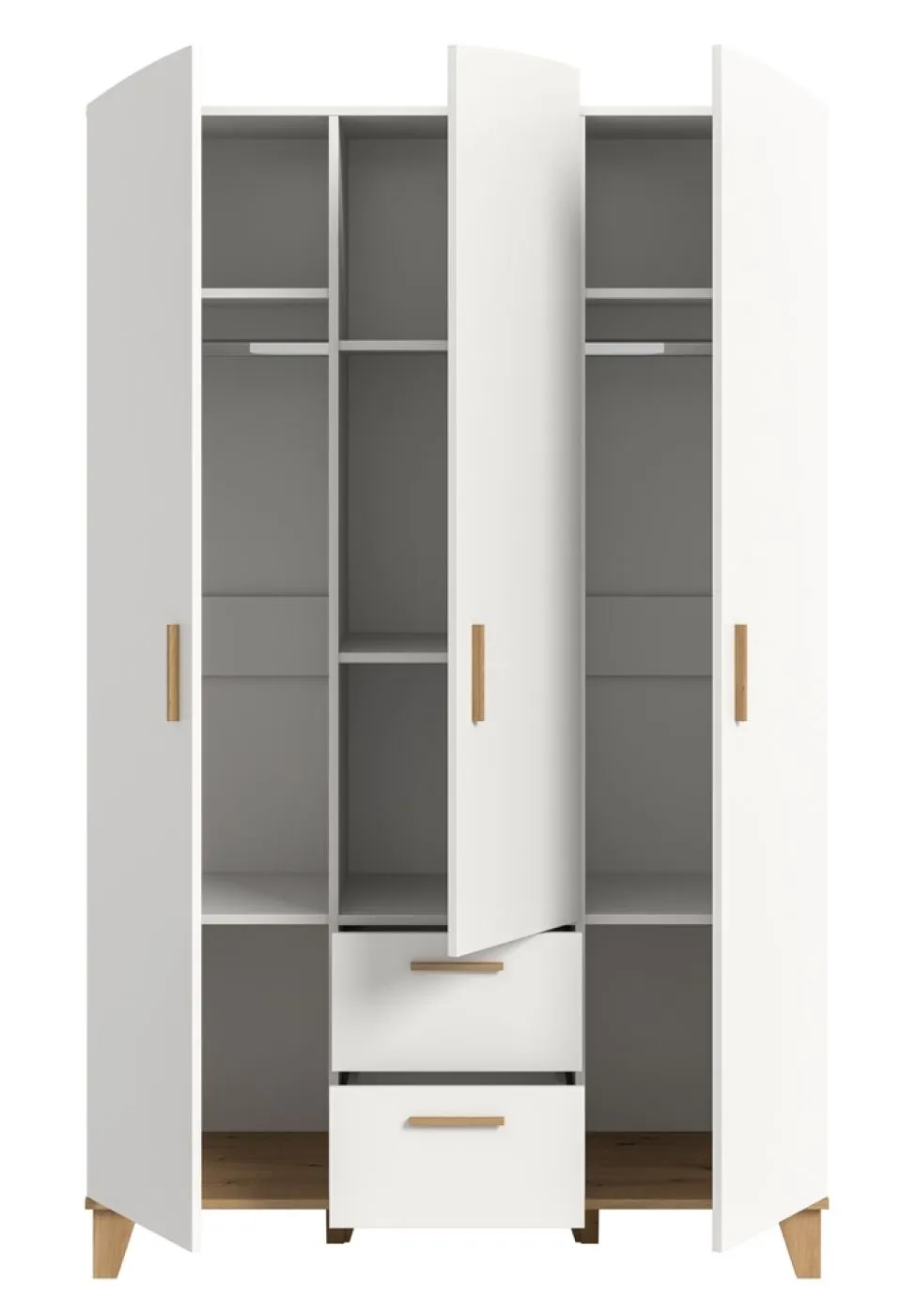 Garderobenschrank Kleiderschrank Stella 3-türig | weiß / Artisan Eiche