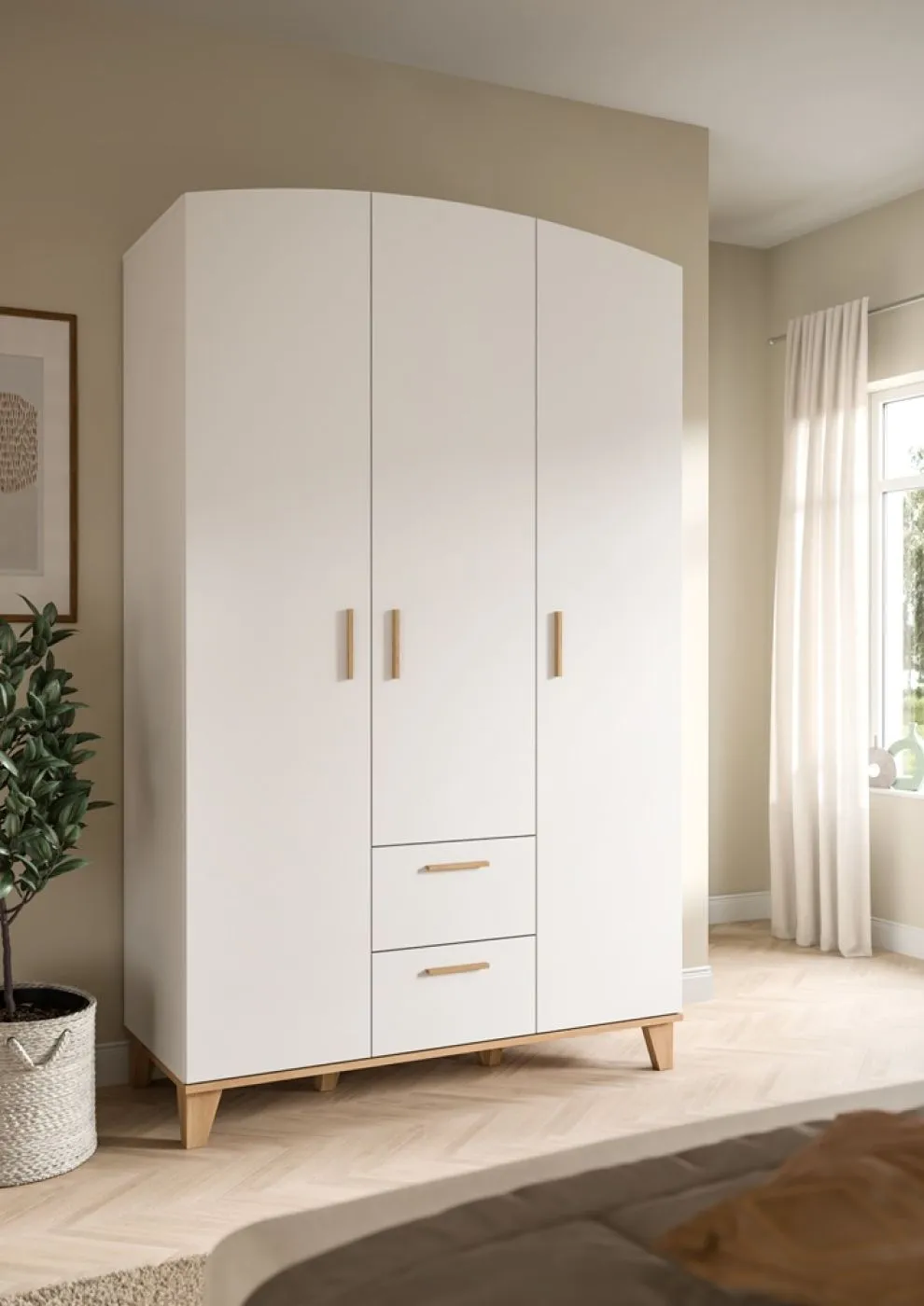 Garderobenschrank Kleiderschrank Stella 3-türig | weiß / Artisan Eiche